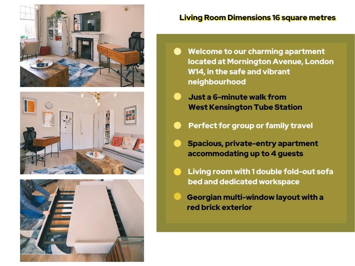 Kensington 1b1b With Sofa Double Bed Max 4 Guests Apartament *